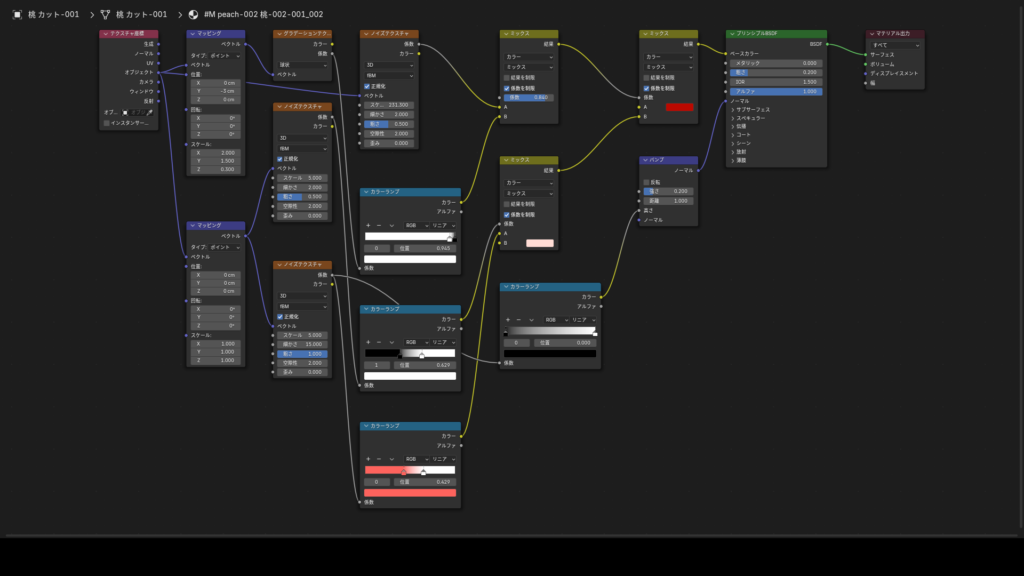 桃の果実のプロシージャルマテリアル